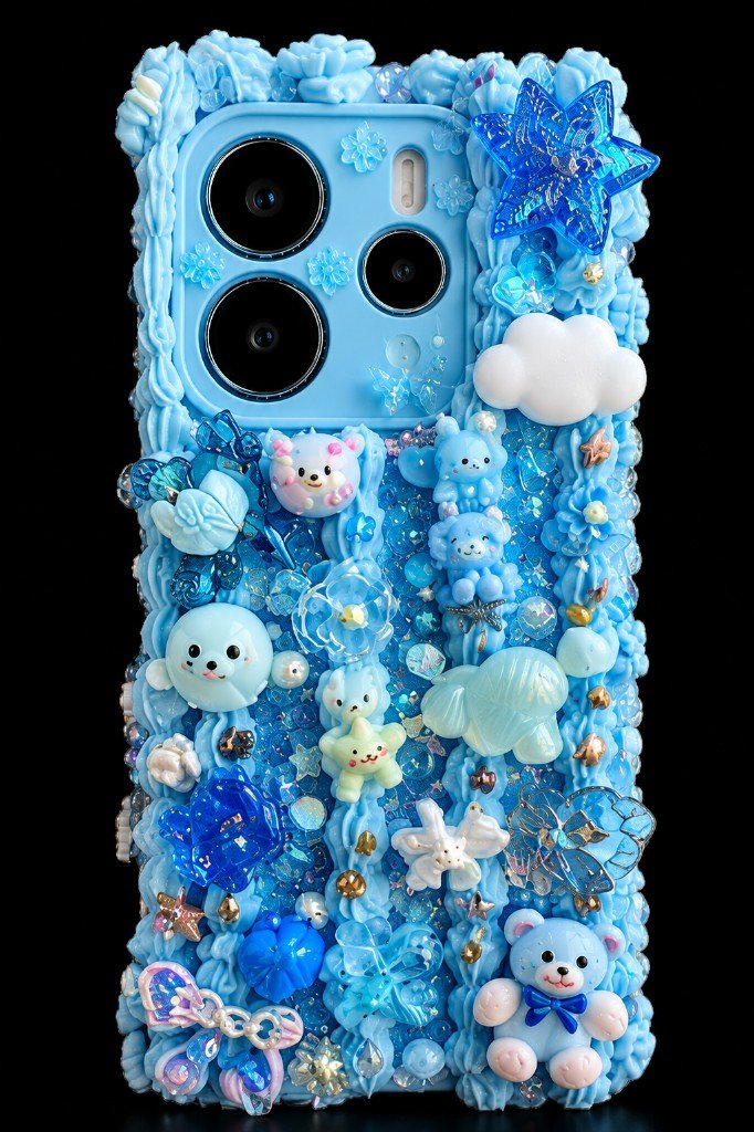 Blaue Wolken-Decoden-Handyhülle mit Teddybären