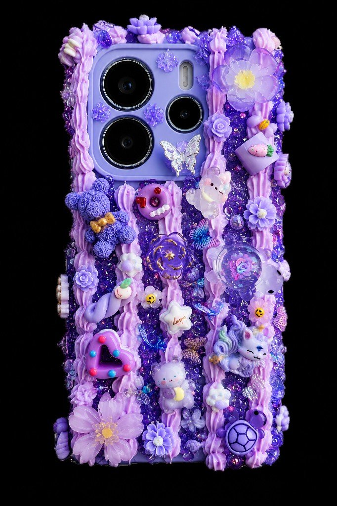 Lila Decoden-Handyhülle mit Teddybär und Einhorn